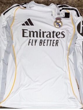 adidas White Real Madrid Crest Soccer Jersey XS
